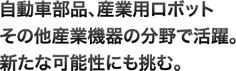 自動車部品、産業用ロボットその他産業機器の分野で活躍。新たな可能性にも挑む。